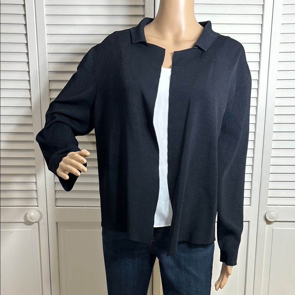 MM LaFleur Collared Knit Business Style Cardigan Size Large
